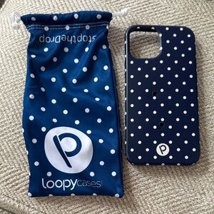 Loopy Case Navy Blue with White Polka Dots for iPhone 12